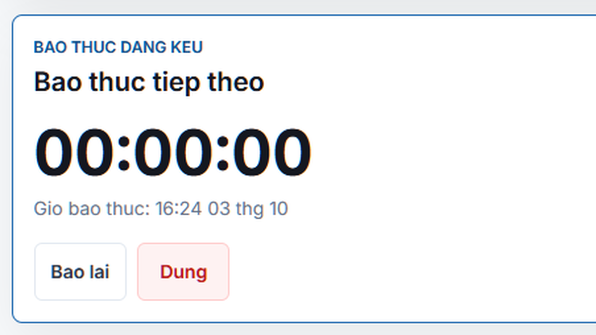 Báo thức TimerStart chuyển sang trạng thái đang kêu sau khi mở tab khác