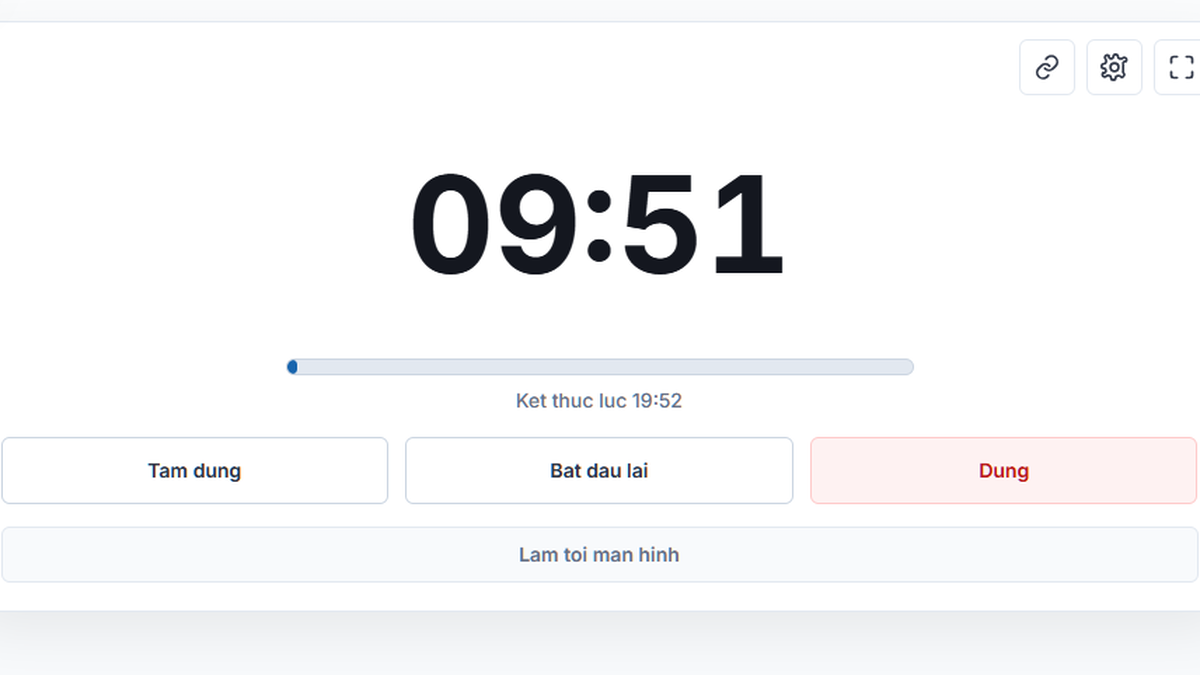 Hẹn giờ 10 phút online trên TimerStart đang đếm ngược