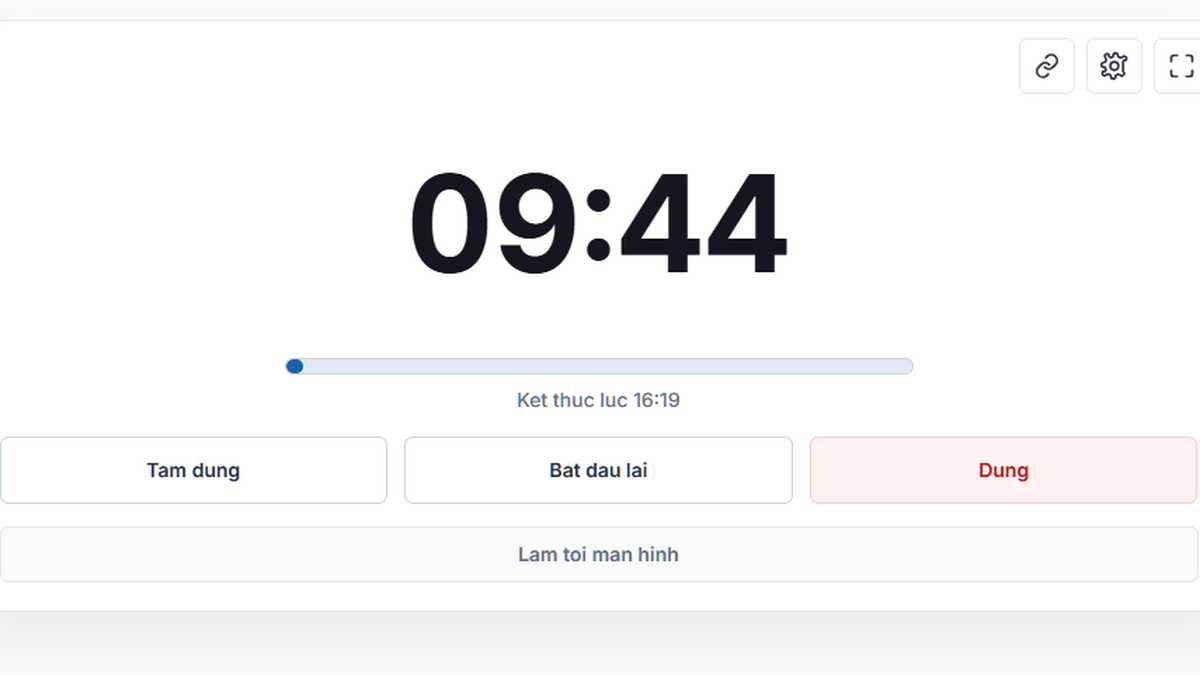 Bộ đếm ngược đang chạy trên TimerStart, hiển thị thời gian còn lại